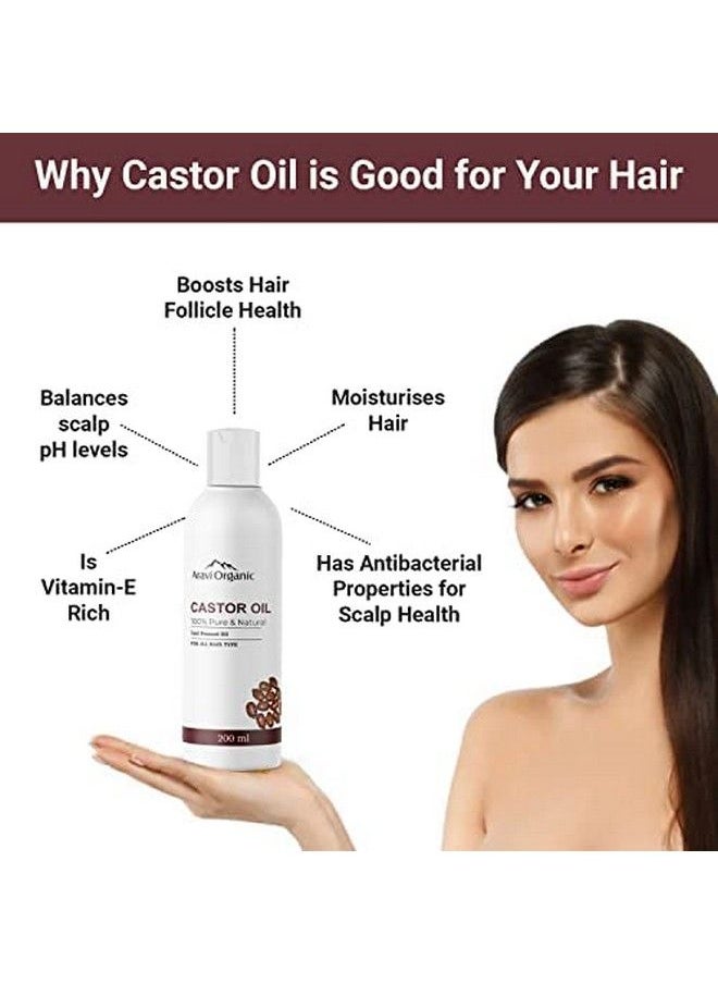 Aravi Organic - 100% Pure Cold Pressed Castor Carrier Oil 200Ml With Neem Wood Comb Combo (Pack Of 2) - Image 1