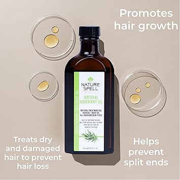 Nature Spell Rosemary Oil for Hair Skin 150 ml Rosemary Oil for Hair Growth Treat Dry Damaged Hair to Target Hair Loss - Image 2
