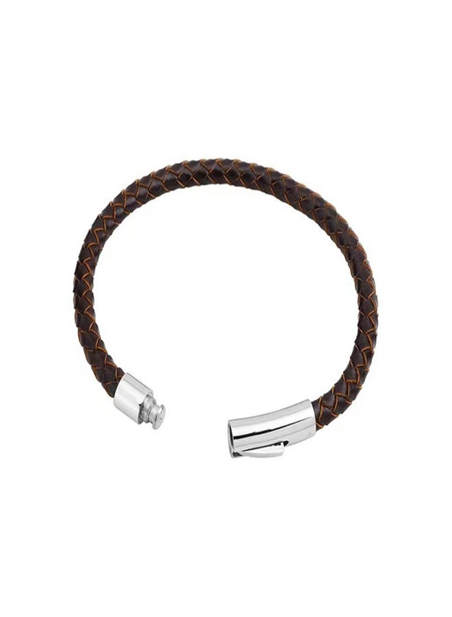 KunBead Braided Mens Brown Leather Bracelets for Women with Stainless Steel Clasp Cuff Bangle Birthday Bracelet - Image 3