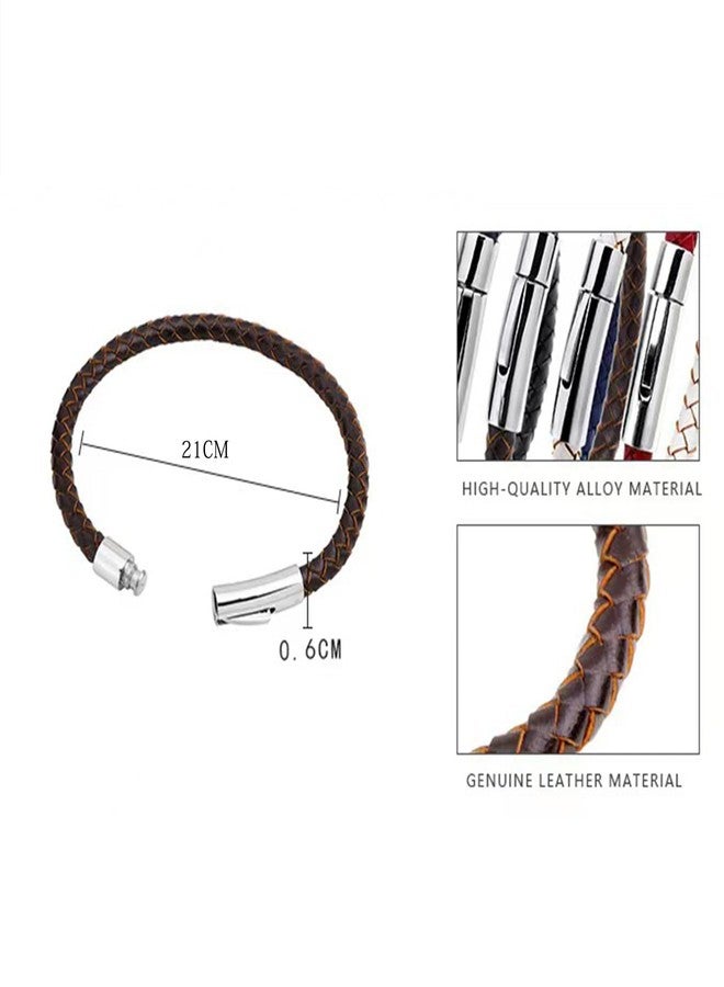KunBead Braided Mens Brown Leather Bracelets for Women with Stainless Steel Clasp Cuff Bangle Birthday Bracelet - Image 5