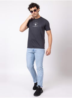 OCTAVE Octave Men's Solid Color Cotton with Spandex T-shirt,Charcol  - Image 1