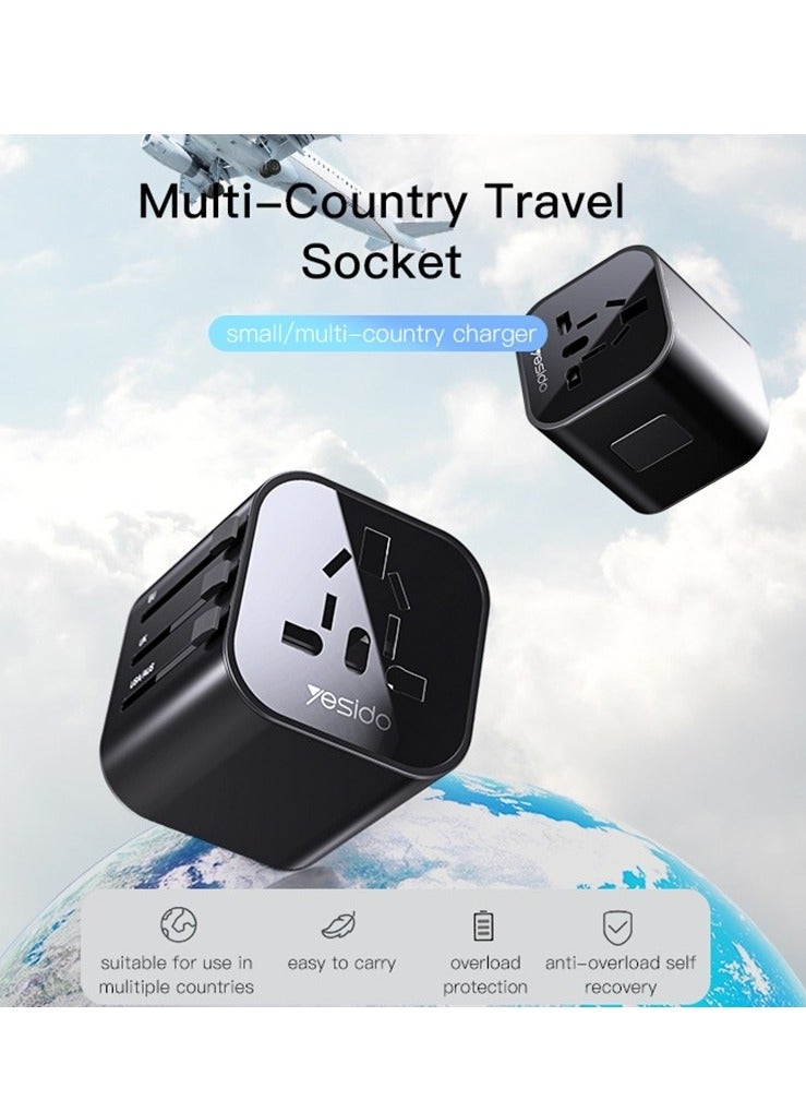 Yesido MC-09 Multi-function Universal Travel Adapter Plug (Black) - Image 2