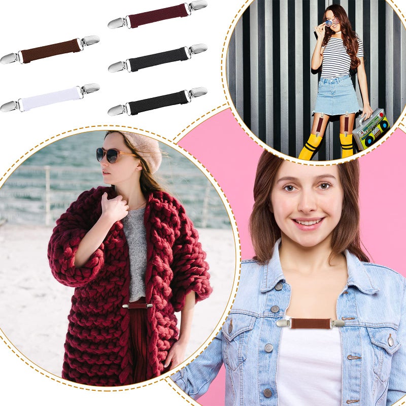 Satinior 5 Pcs Fit Dress Cinch Clips Set Retro Cardigan Collar Back Cinch Shawl Clip(Simple Colors) - Image 4