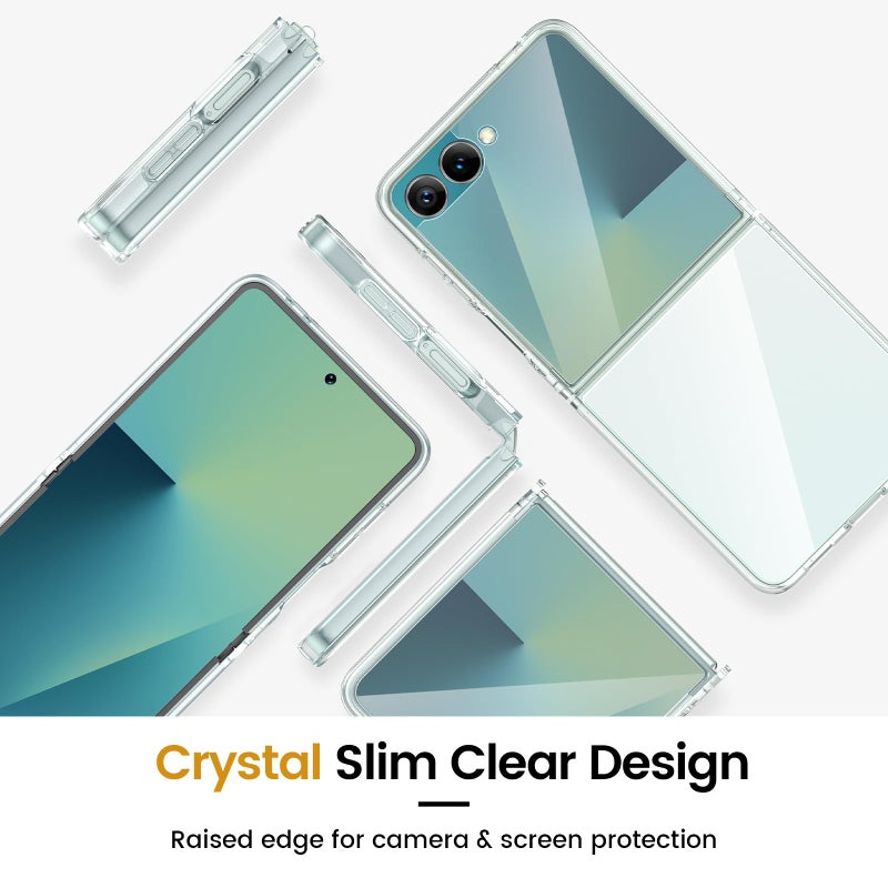 VEGO for Samsung Galaxy Z Flip 7 Case with Screen Protector, TPU Crystal Anti-Yellow & Ultra Slim Wireless Charging Spray Paint Bumper Protective Phone Cover for Flip 7(Not for 7FE) -Full Clear - Image 5