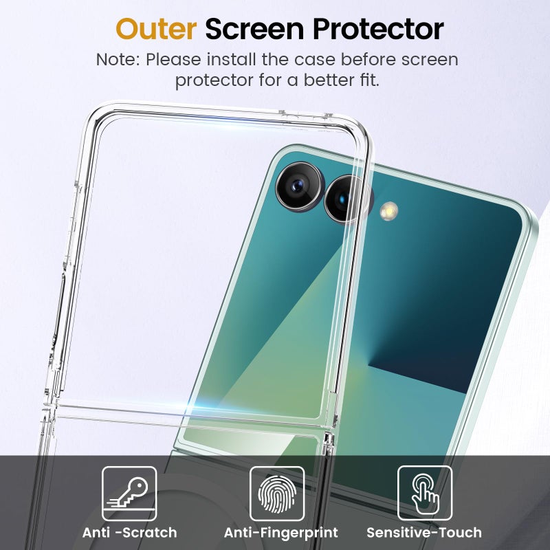 VEGO for Samsung Galaxy Z Flip 7 Case with Screen Protector, TPU Crystal Anti-Yellow & Ultra Slim Wireless Charging Spray Paint Bumper Protective Phone Cover for Flip 7(Not for 7FE) -Full Clear - Image 4