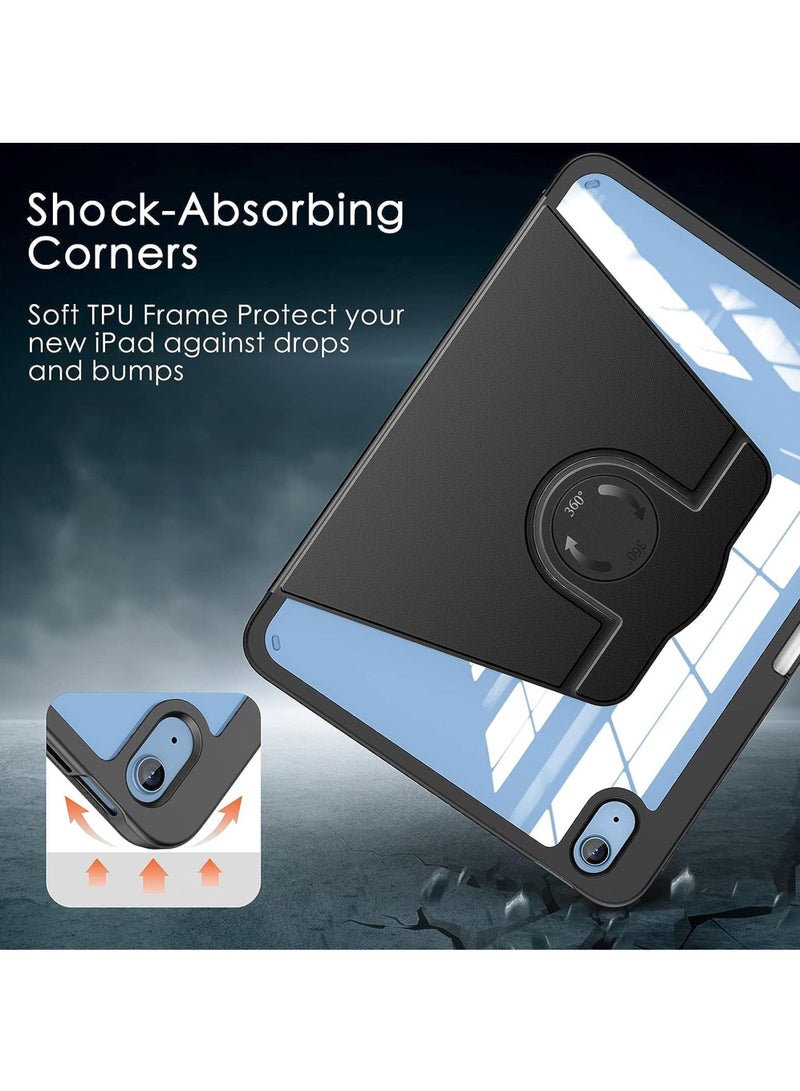 Rock Pow Case for iPad Air 11-Inch M2 (2024) iPad Air 5th Generation (2022) / iPad Air 4th Gen (2020) 10.9 inch -[Built-in Pencil Holder] Trifold Stand Shockproof Cover with Clear Transparent Back Shell Auto - Image 5