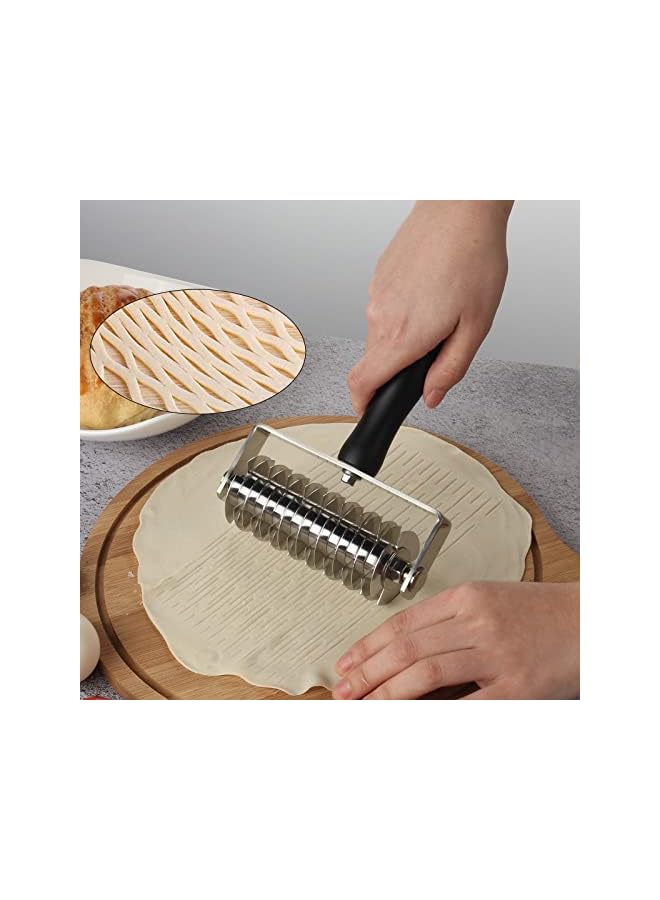 S-TOP Pastry Lattice Roller Cutter, Stainless Steel Multi-Wheel Dough Cutter with Comfortable Grip Handle, Pie Crust Strip Cutters for Pastry, Pizza Dough, Bread & Beef Wellington - Image 5