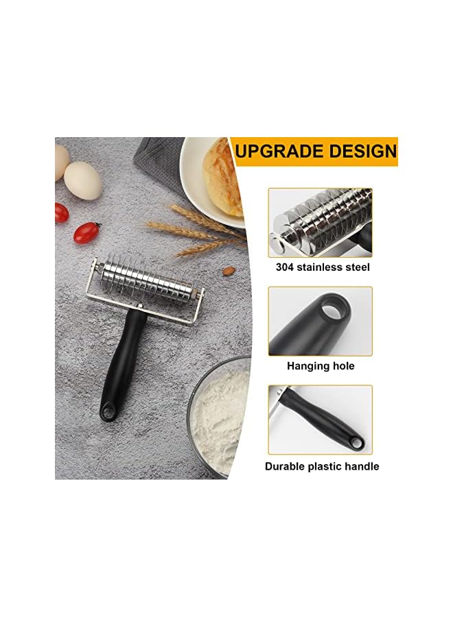 S-TOP Pastry Lattice Roller Cutter, Stainless Steel Multi-Wheel Dough Cutter with Comfortable Grip Handle, Pie Crust Strip Cutters for Pastry, Pizza Dough, Bread & Beef Wellington - Image 2
