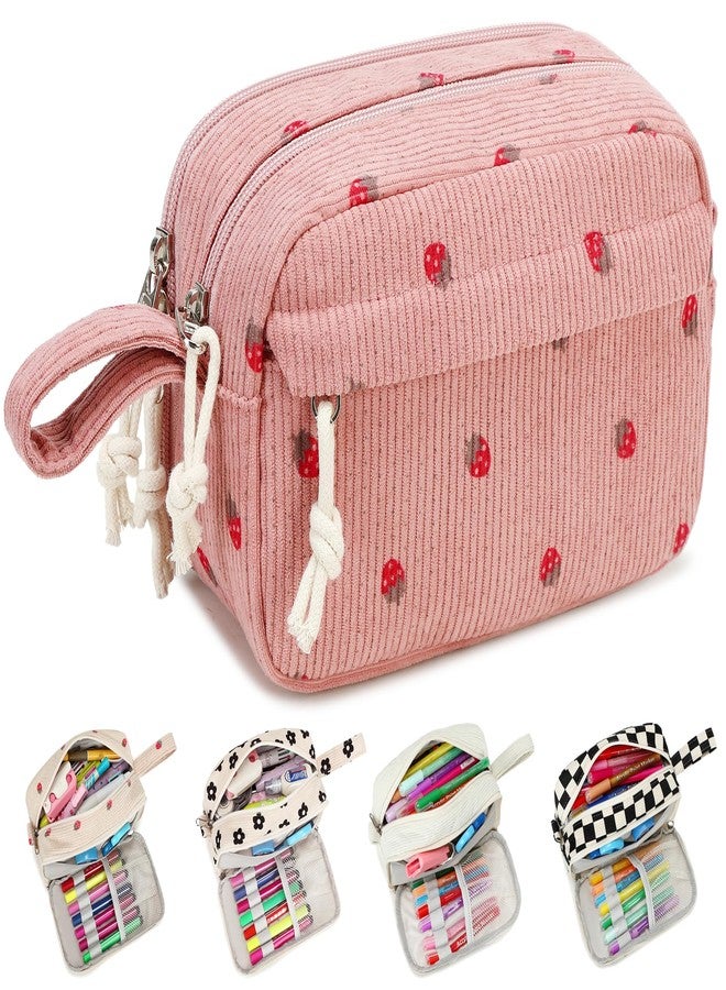 Bluboon Large Capacity Pencil Case Pen Pouch for School Supplies, Teens, Girls, Boys, Women & Men, Durable Multi-Purpose Organizer (Strawberry Pink2) - Image 1