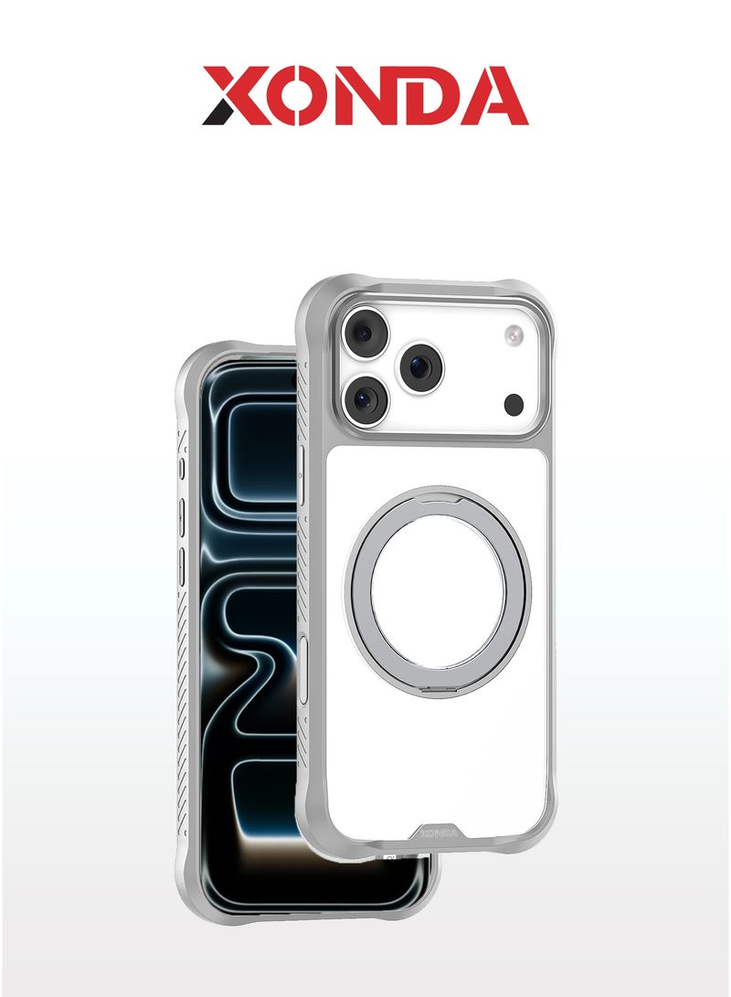 Xonda ArmorX iPhone 17 Pro MagSafe Case Light Gray - 360 Degree Rotating Stand, Military Grade Rugged Protection, Scratch and Shock Resistant, MagSafe Compatible - Image 1