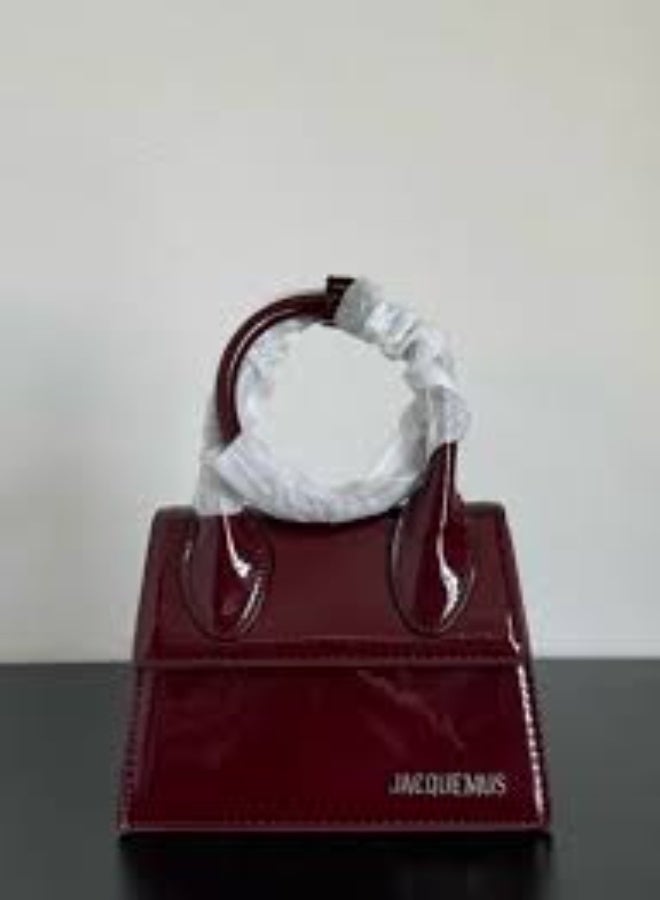 JACQUEMUS Le Chiquito Long Handbag Leather Flap Long With Crossbody Strap (Mahroon)