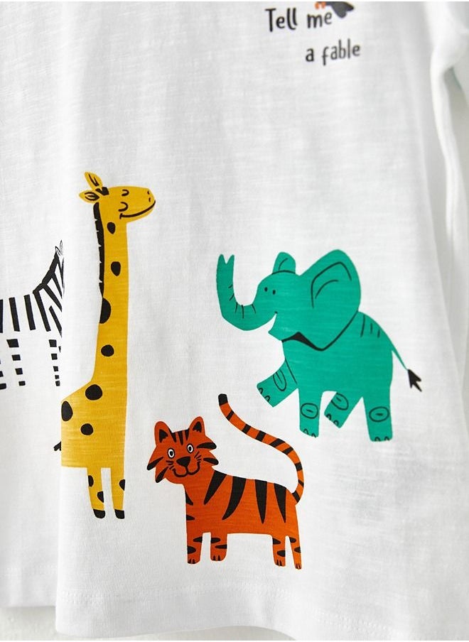 LC WAIKIKI - Crew Neck Short Sleeve Printed Cotton Baby Boy T-Shirt and Trousers 2-Piece Set - Image 1