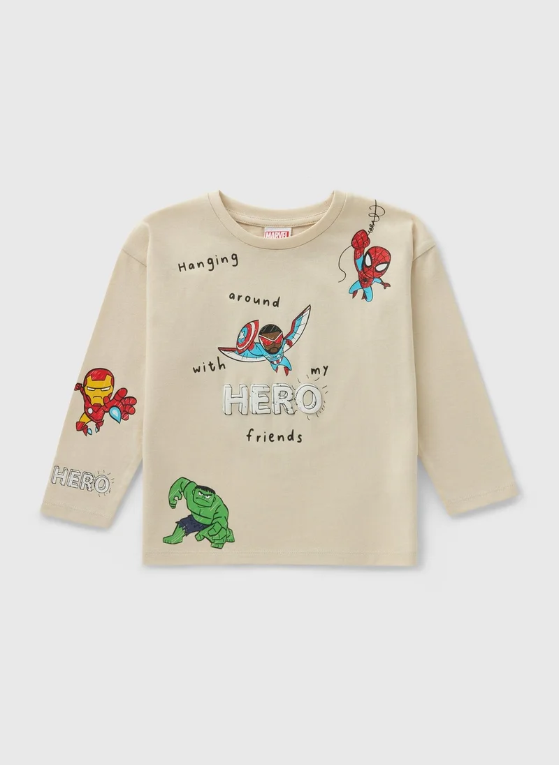 ماتلان Mini Marvel Boys Cream Long Sleeve Top