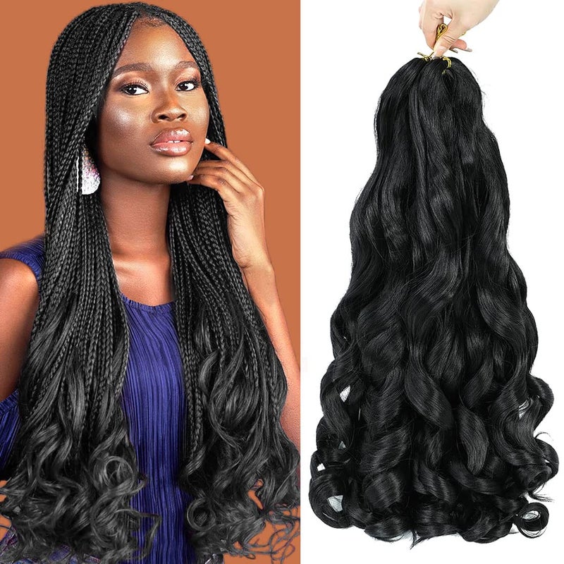 WIPPORYA French Curly Braiding Hair 24 Inch 6 Packs Black Loose Wave Bouncy Crochet Hair Pre Stretched 100g/pack Yaki Curly Braiding Hair for Black Women Hair Extensions (1B) - Image 1