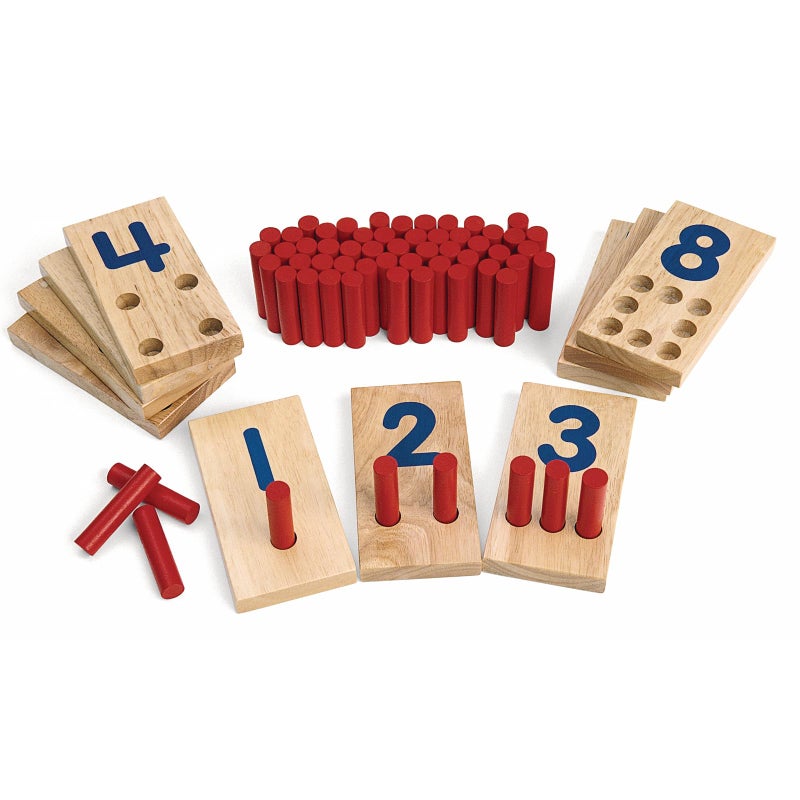 Excellerations Peg Number Board Included 10 Rubberwood Boards 55 Wood Pegs Storage Bag Montessori Math Materials Learning Manipulatives Counting for Kids Reggio Emilia Classroom Essentials
