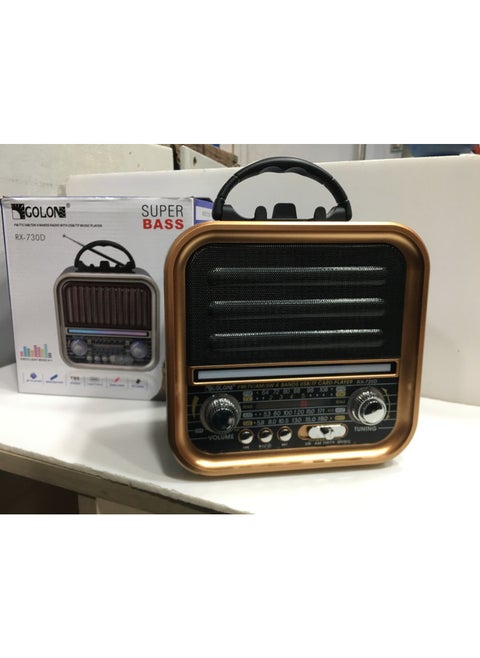 راديو محمول بتصميم كلاسيكي من Golon RX-740D بأربعة نطاقات AM/FM/SW، مشغل موسيقى USB/TF، مكبر صوت بلوتوث، منفذ Type-C