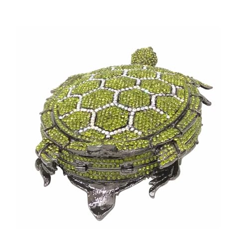 DJBM Chic Turtle Rhinestone Clutch Sparkle Diamond Minaudiere Handbag Summer Beach Crystal Evening Bags for Women Wedding Party, Green - Image 3