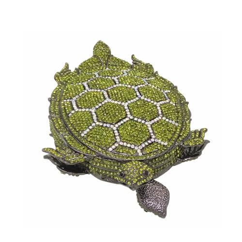 DJBM Chic Turtle Rhinestone Clutch Sparkle Diamond Minaudiere Handbag Summer Beach Crystal Evening Bags for Women Wedding Party, Green - Image 1