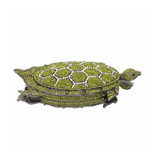 DJBM Chic Turtle Rhinestone Clutch Sparkle Diamond Minaudiere Handbag Summer Beach Crystal Evening Bags for Women Wedding Party, Green - Image 2