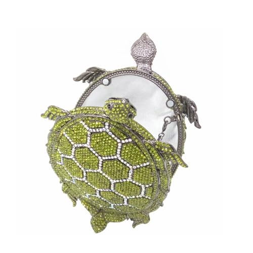 DJBM Chic Turtle Rhinestone Clutch Sparkle Diamond Minaudiere Handbag Summer Beach Crystal Evening Bags for Women Wedding Party, Green - Image 4