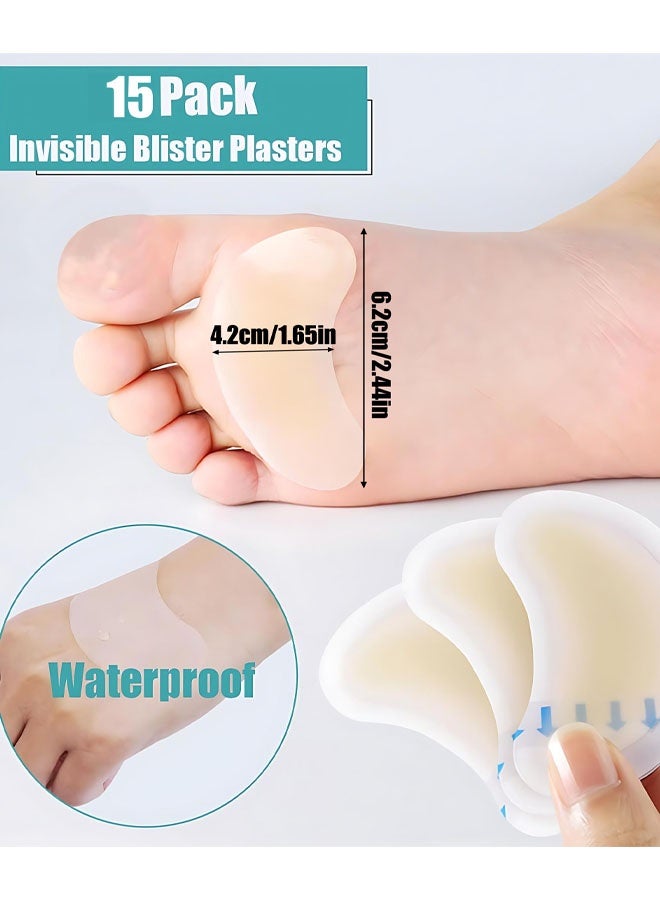 عبوة من 15 ضمادة شفافة لعلاج البثور - جل هيدروكولويد لعلاج البثور، مقاوم للماء للكعب والجلد، يساعد على التئام الجروح بشكل أسرع - Image 2