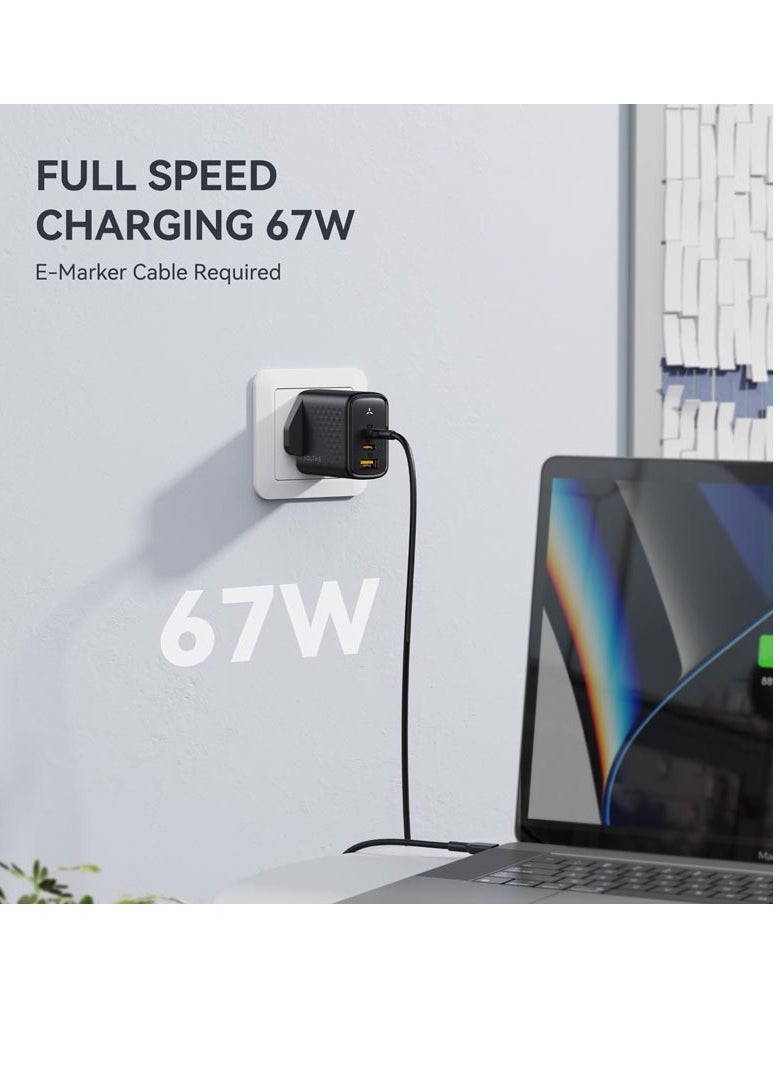 VOLTME - 67W USB-C Charger, 3-Port GaN PD Fast Wall Charger for MacBook Pro/Air, iPhone 16 Series (16 Pro Max, 16 Pro, 16 Plus), iPhone 15/14/13/12/11, iPad Pro/Air, Galaxy S24/S23/S22, Note20, Pixel, Apple Watch, Air Pods Pro, Steam Deck, and More - Image 1