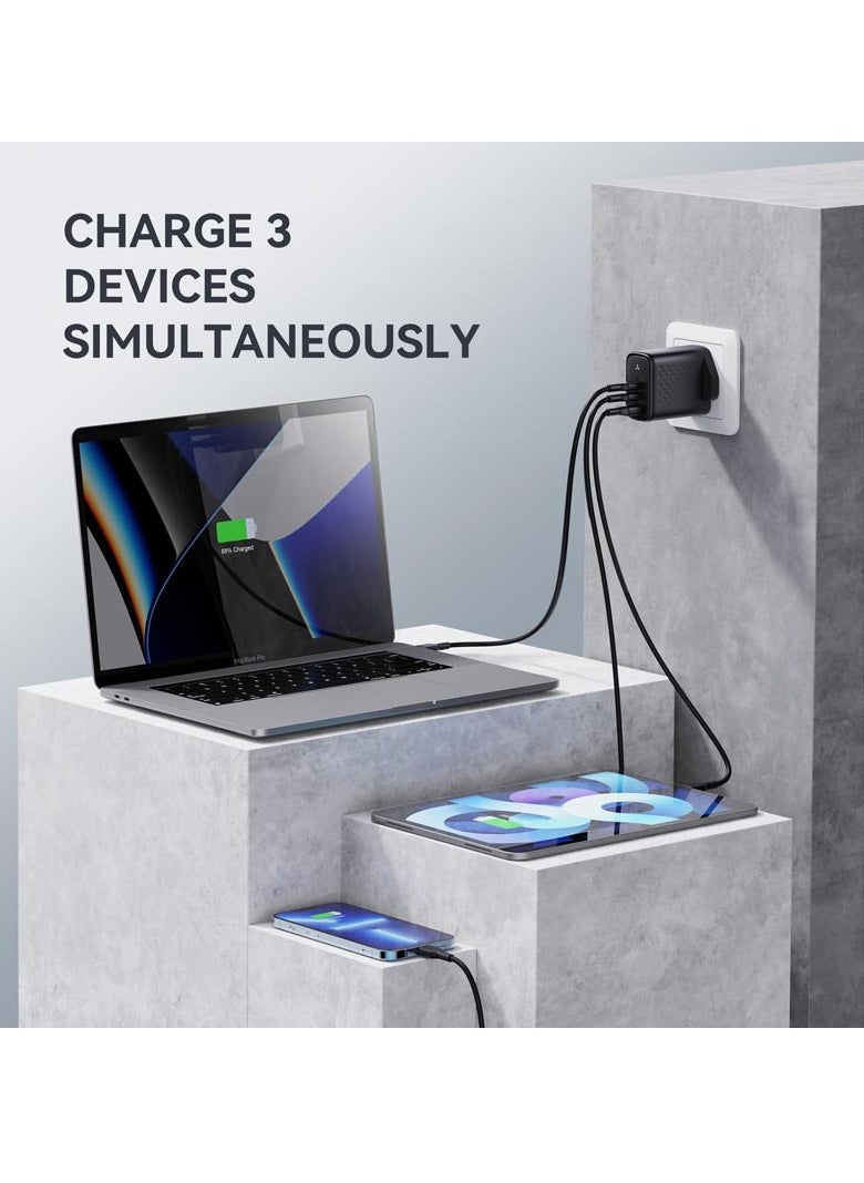 VOLTME - 67W USB-C Charger, 3-Port GaN PD Fast Wall Charger for MacBook Pro/Air, iPhone 16 Series (16 Pro Max, 16 Pro, 16 Plus), iPhone 15/14/13/12/11, iPad Pro/Air, Galaxy S24/S23/S22, Note20, Pixel, Apple Watch, Air Pods Pro, Steam Deck, and More - Image 1