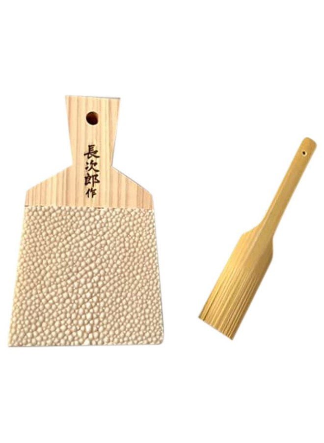 Tikusan Chojiro (Large) Japanese Grater with Bamboo Scraper for Fresh Wasabi & Ginger From Japan