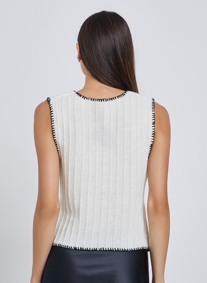 Take Two Beige Knit Cardigan Vest - Image 4