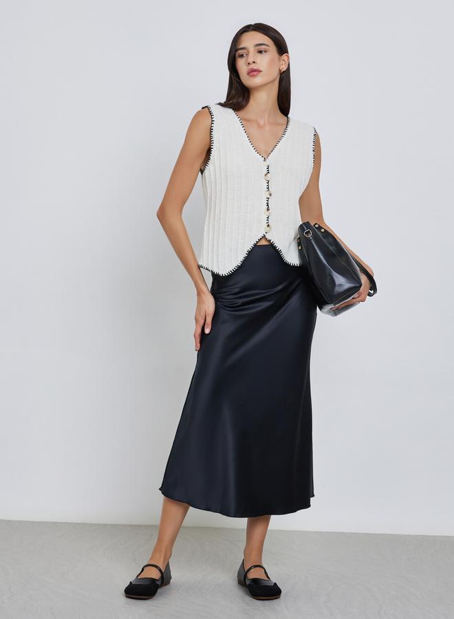 Take Two Beige Knit Cardigan Vest - Image 2