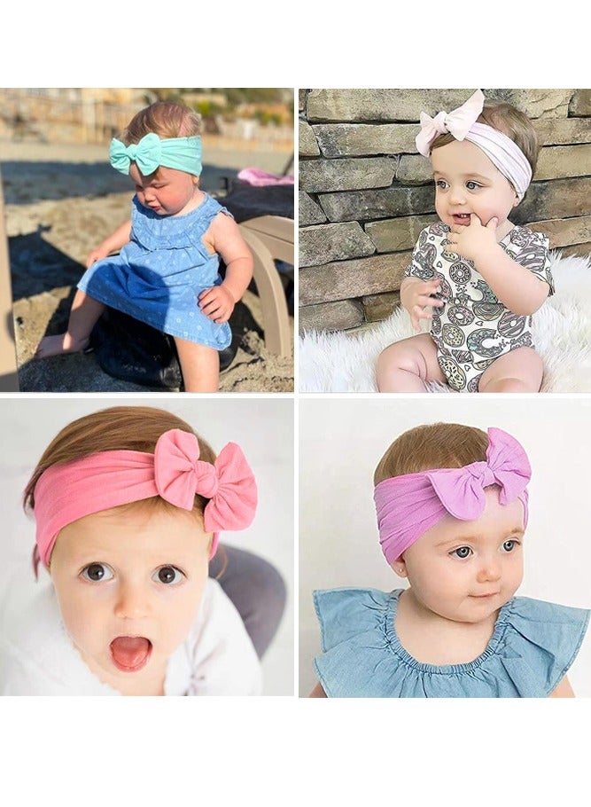 Sharpdo 8-Piece Baby Girls Headband, Stretchy Nylon Soft Headband with Bowknot for Baby Toddler Girls  - Image 4