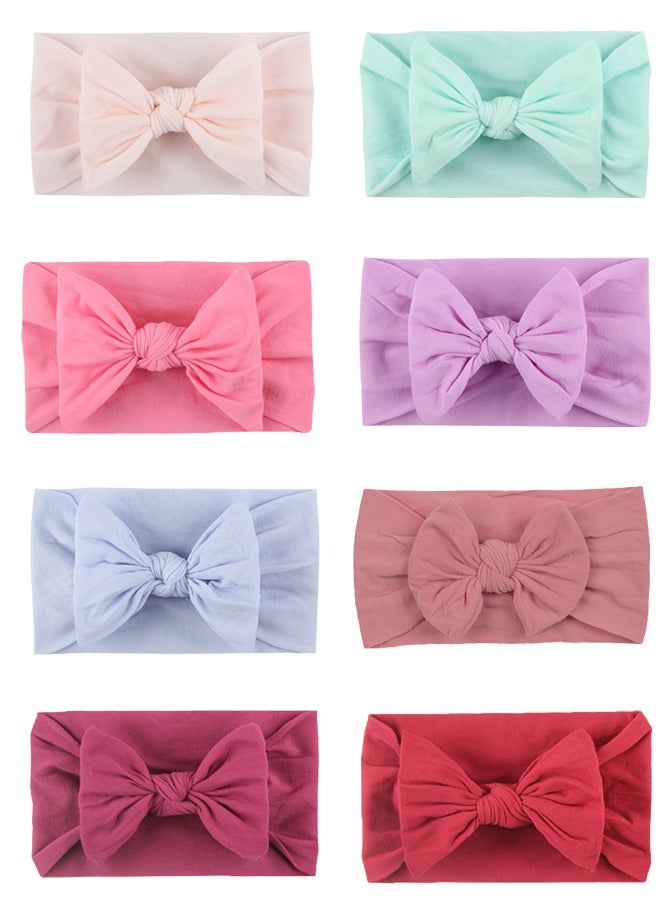 Sharpdo 8-Piece Baby Girls Headband, Stretchy Nylon Soft Headband with Bowknot for Baby Toddler Girls  - Image 3