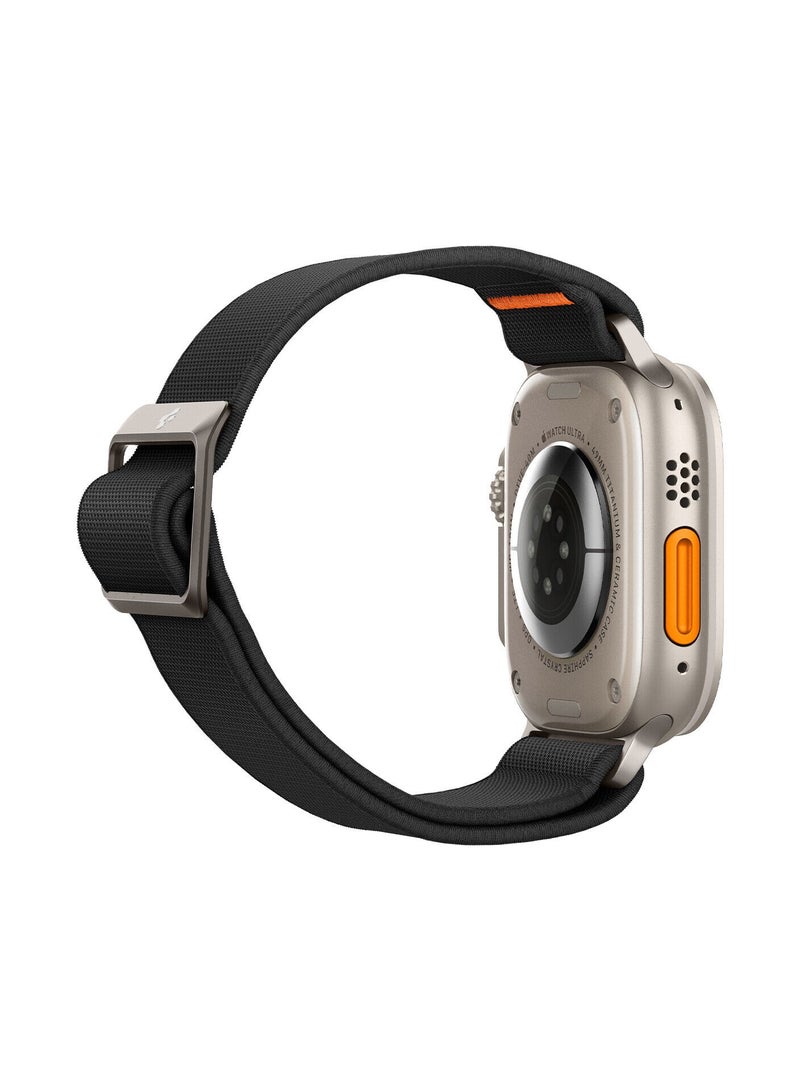 Durable Nylon Watch Strap Compatible with Apple Watch Ultra 49mm and Series 3 2 1 8 7 SE2 6 SE 5 4 in Black Color - Image 4