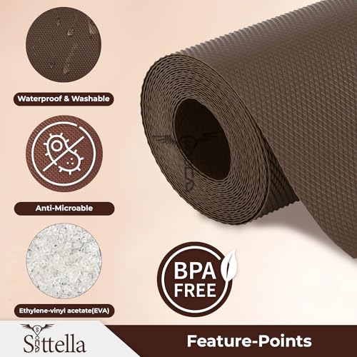 SITTELLA® (45cm x 5m) Food-Grade Anti-Slip Washable Kitchen Drawer & Shelf Liner | Multipurpose Waterproof Fridge, Table & Cabinet Mat | Non-Toxic, Cuttable & Reusable(Coffee) - Image 3
