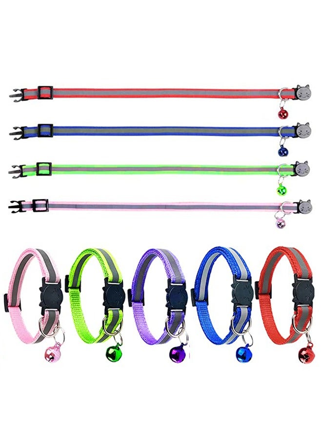 10 قطعة طوق القط ، مع حزام من النايلون على شكل جرس عاكس ، حزام طوق القط مع الافراج عن سلامة مشبك قابل للفصل ، ومناسبة للقطط والقطط - Image 3