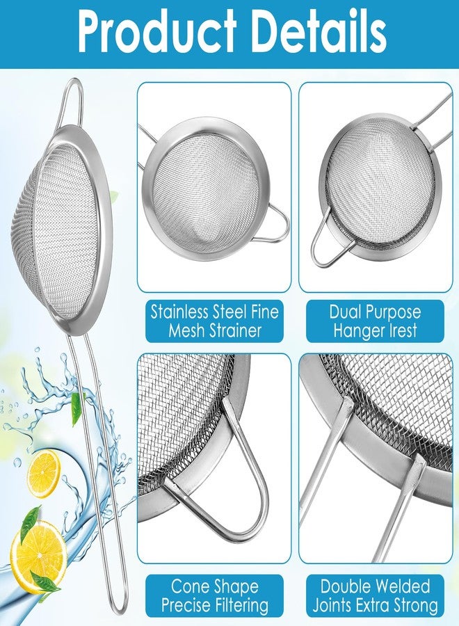 wutfuooo 20 Packs Stainless Steel Small Strainer, Steel Cone Shaped Cocktail Strainer, Tea Herbs, Coffee Drinks, Long Handle for Coffee Food, 3.2 Inches Silver - Image 3