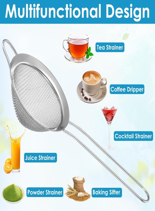 wutfuooo 20 Packs Stainless Steel Small Strainer, Steel Cone Shaped Cocktail Strainer, Tea Herbs, Coffee Drinks, Long Handle for Coffee Food, 3.2 Inches Silver - Image 4