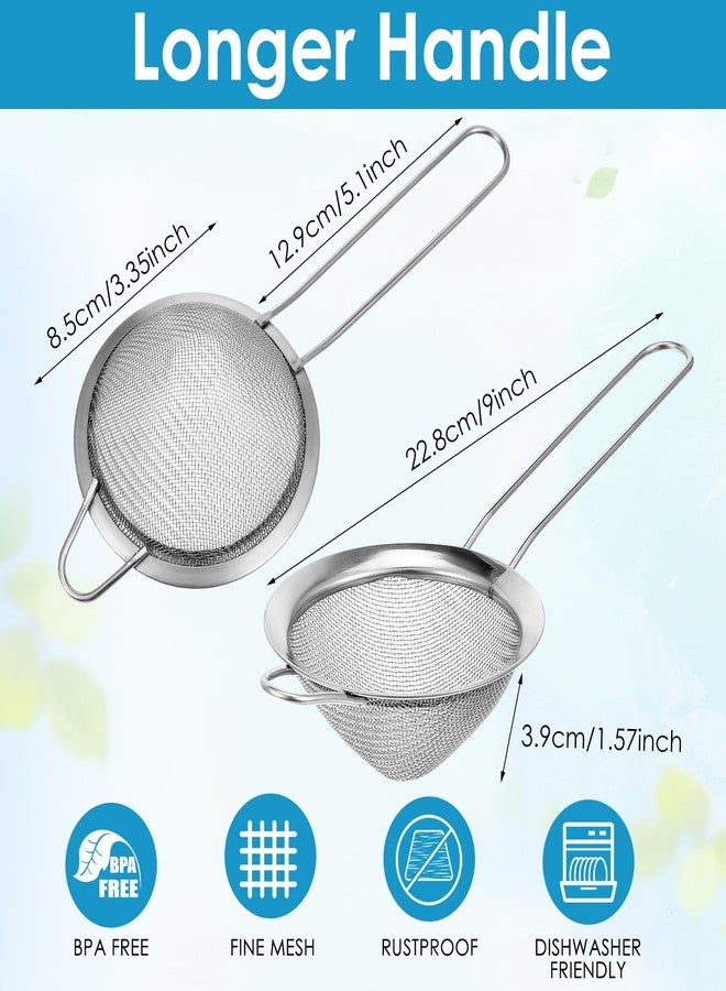 wutfuooo 20 Packs Stainless Steel Small Strainer, Steel Cone Shaped Cocktail Strainer, Tea Herbs, Coffee Drinks, Long Handle for Coffee Food, 3.2 Inches Silver - Image 2