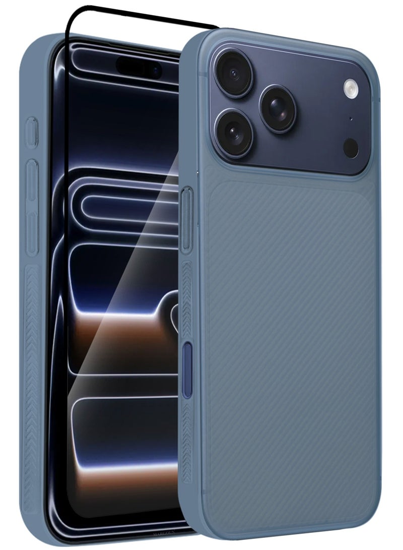 CATANES 2Packs Case Cover for iPhone 17 Pro, Air Skin Line Design Back Cover, Sturdy Durable Ultra-Thin Case, Drop Protection Cover Clear with 3D Screen Protector - Light Blue