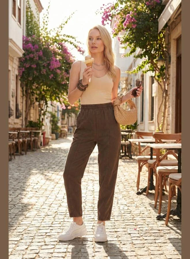 Lela Lela Relaxed Fit High Waist Tapered Leg Trousers Women's Pants 668YP5456