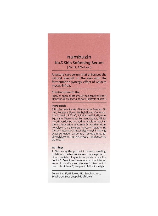 numbuzin Numbuzin, No.3 Skin Softening Serum, 1.69 fl oz (50 ml)  - Image 3