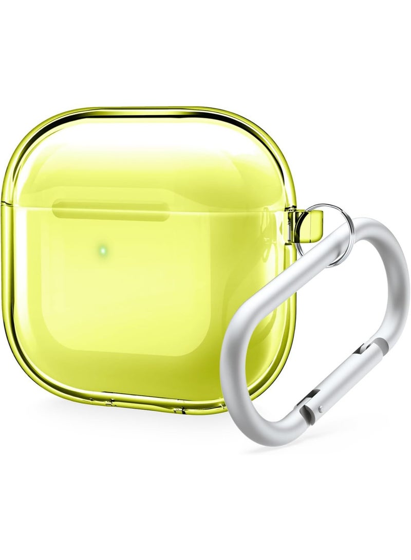 elago Clear Hang compatible with AirPods 4 case cover (2024) with Carabiner - Neon Yellow - Image 1
