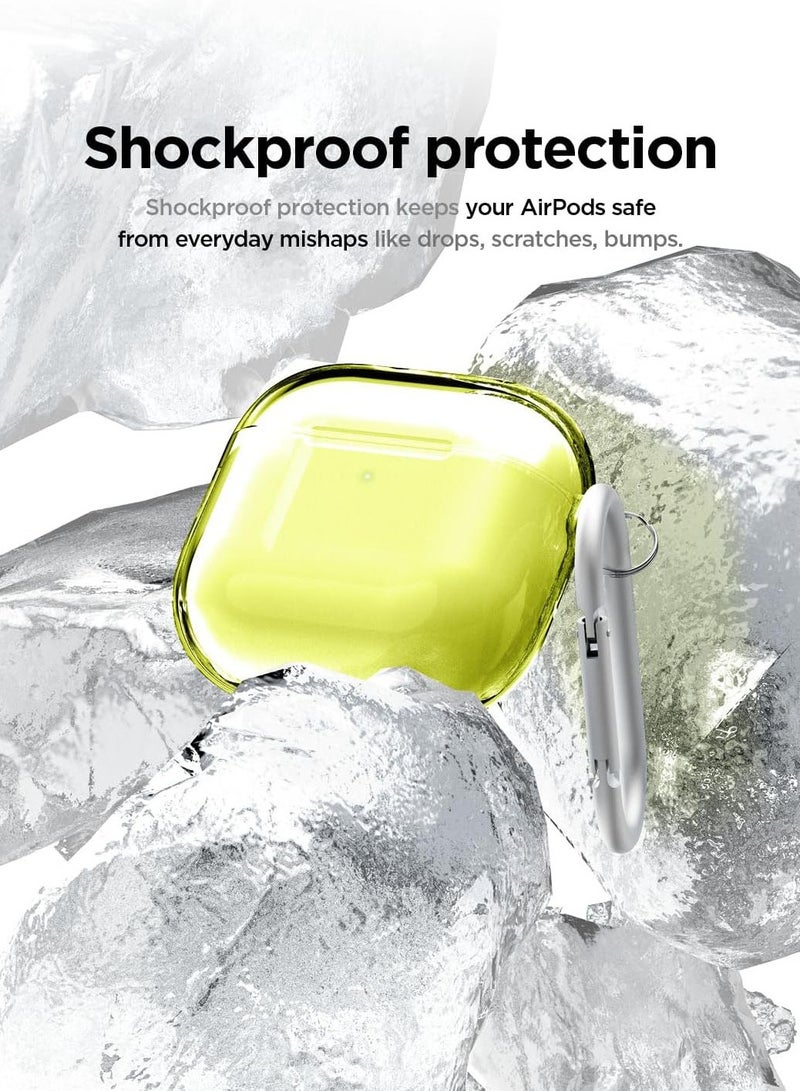 elago Clear Hang compatible with AirPods 4 case cover (2024) with Carabiner - Neon Yellow - Image 4