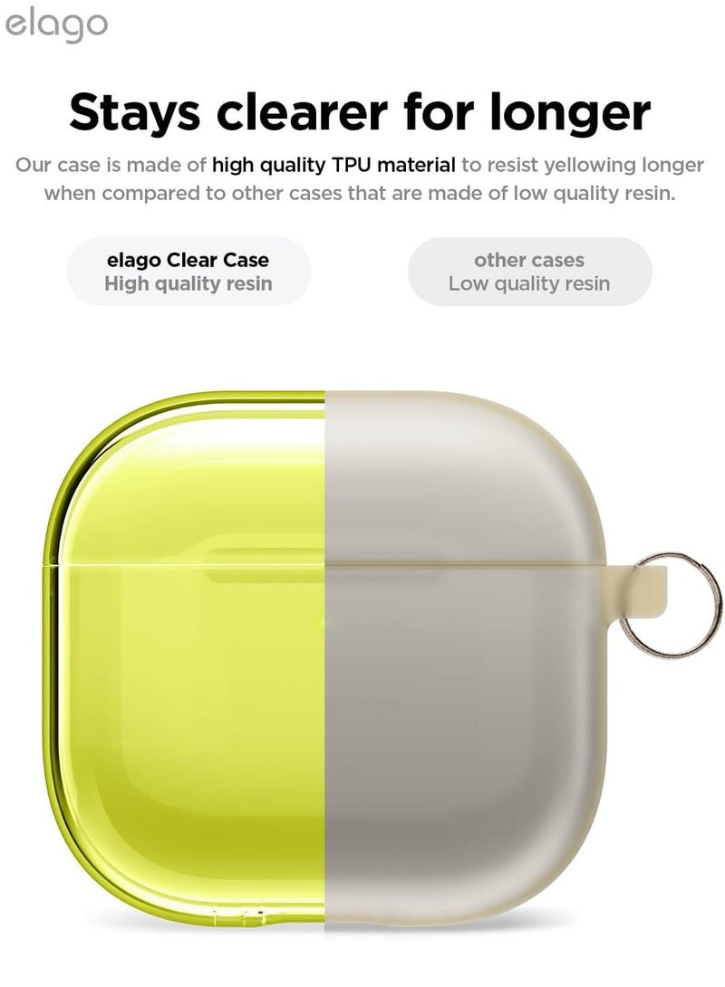 elago Clear Hang compatible with AirPods 4 case cover (2024) with Carabiner - Neon Yellow - Image 3