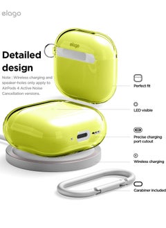 Elago elago Clear Hang compatible with AirPods 4 case cover (2024) with Carabiner - Neon Yellow  - Image 5