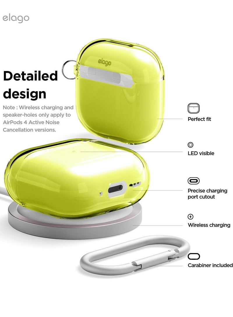 elago Clear Hang compatible with AirPods 4 case cover (2024) with Carabiner - Neon Yellow - Image 5