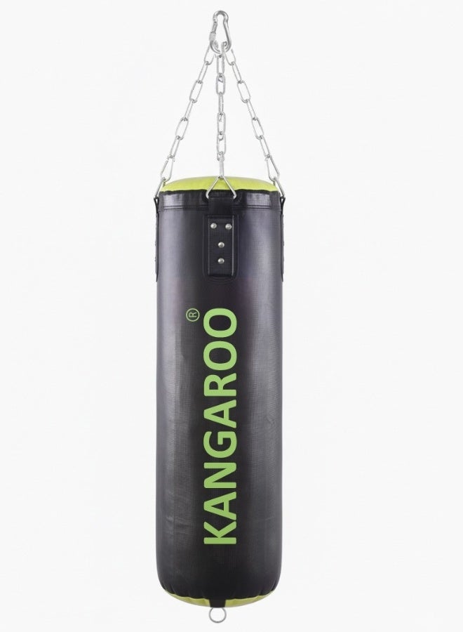 كانجرو كيس ملاكمة او حقيبة الملاكمة من الجلد والقماش فائق الآداء معبأة بحشوة مضغوطة واحترافية مع قابلية تعديل الوزن مع بطانة داخليه مناسبة للكمات وسلسلة بطول 35 سم وخطاف فولاذي كبير شديد التحمل - Image 1