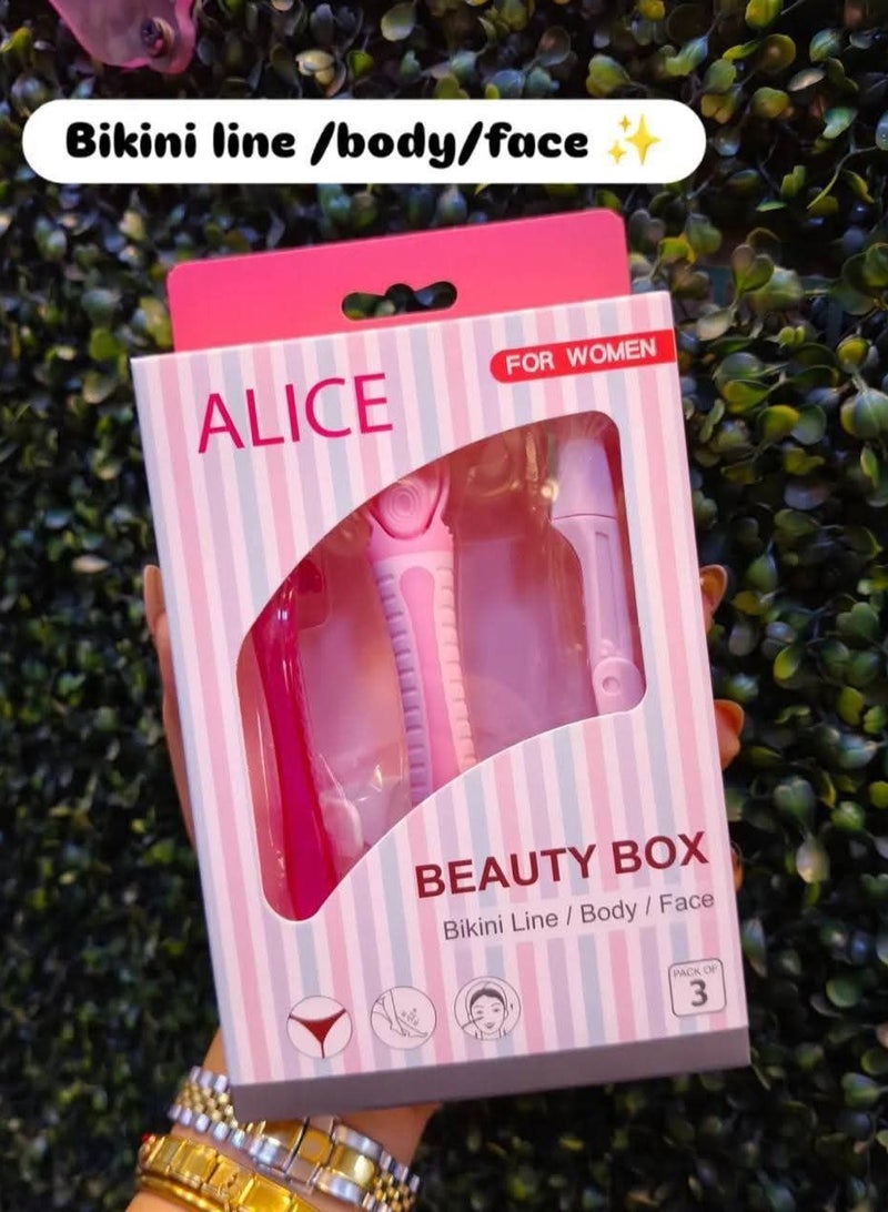 Alice Razor for Women  Set of3Body Shavers For Dry Skin– Triple Stainless Blades, Flexible Head - Image 2