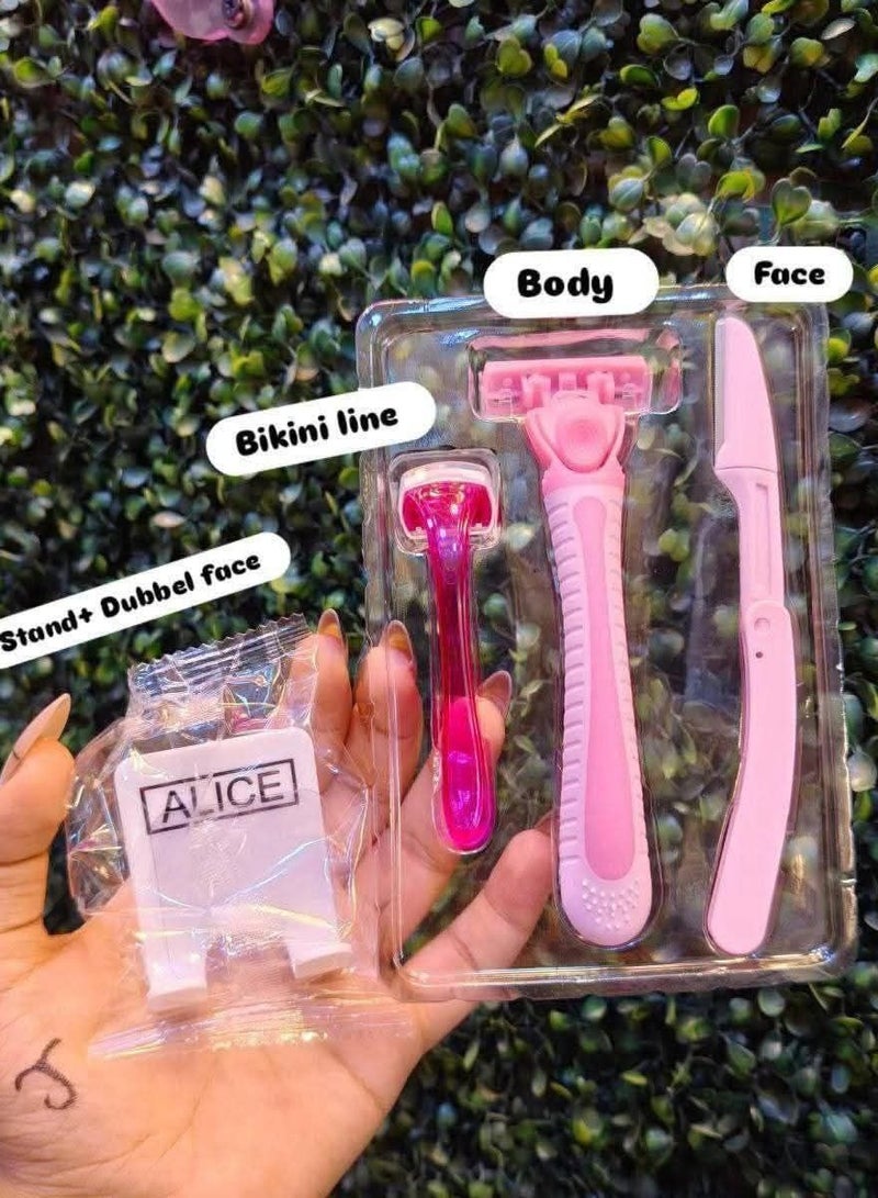 Alice Razor for Women  Set of3Body Shavers For Dry Skin– Triple Stainless Blades, Flexible Head - Image 3