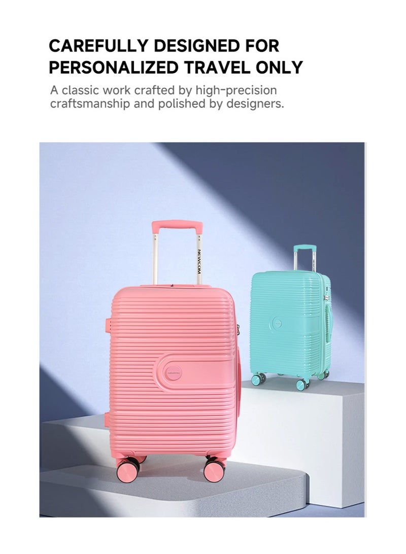 NEWCOM Light Weight PP Fashion Trolley Luggage Hard Case Carry on Suitcase with Safe Zipper and 4 Quite 360° Double Spinner Wheels NEWCOM - Image 2